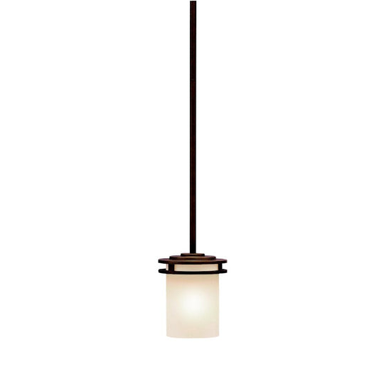 Kichler Hendrik 5in 1-Light Mini Pendant | Contemporary Olde Bronze and Light Umber Glass | Kitchen Island | 5.25 x 5.25 x 7.5 in | Model 3475OZ