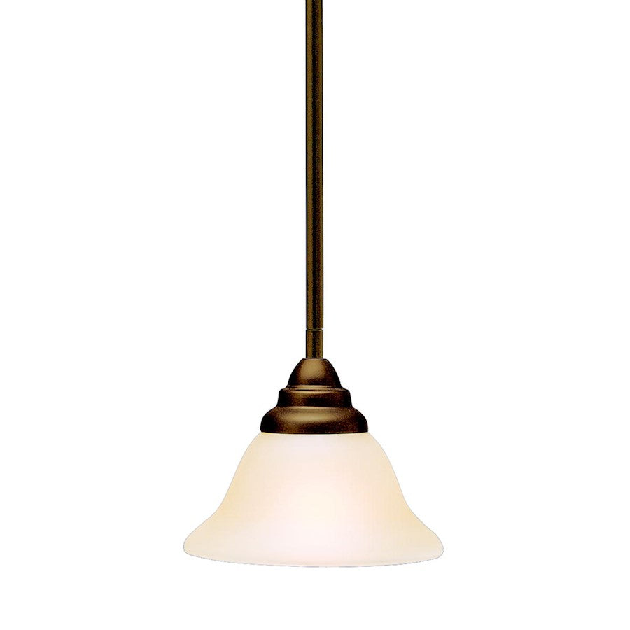 Kichler Telford 7in 1-Light Mini Pendant | Transitional Olde Bronze and Umber Etched Glass | Kitchen Island & Dining Room | Model 3476OZ