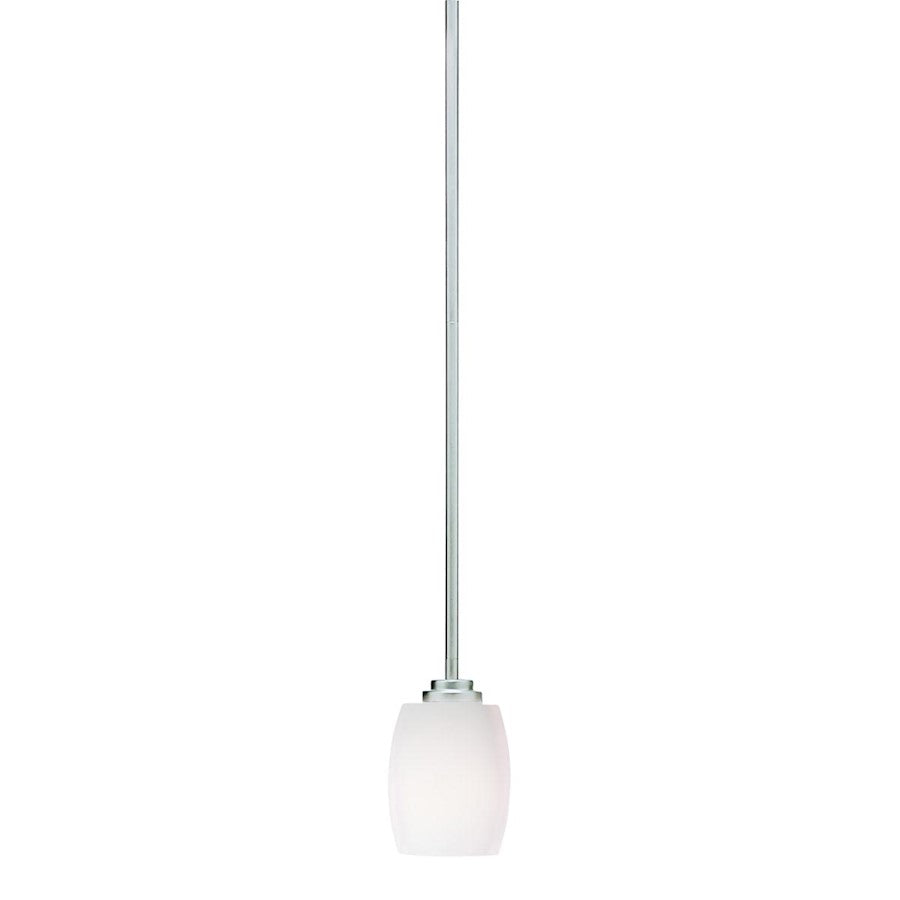 Kichler Eileen 4in 1-Light Mini Pendant | Contemporary Brushed Nickel and Satin Etched Opal Glass | Kitchen Island & Dining Area | Model 3497NI