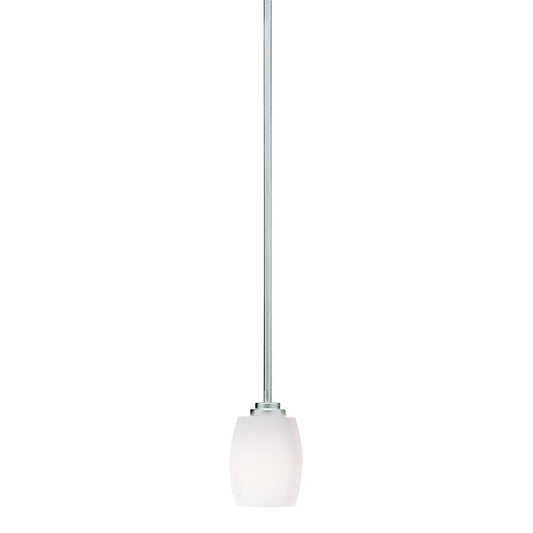 Kichler Eileen 4in 1-Light Mini Pendant | Contemporary Brushed Nickel and Satin Etched Opal Glass | Kitchen Island & Dining Area | Model 3497NI