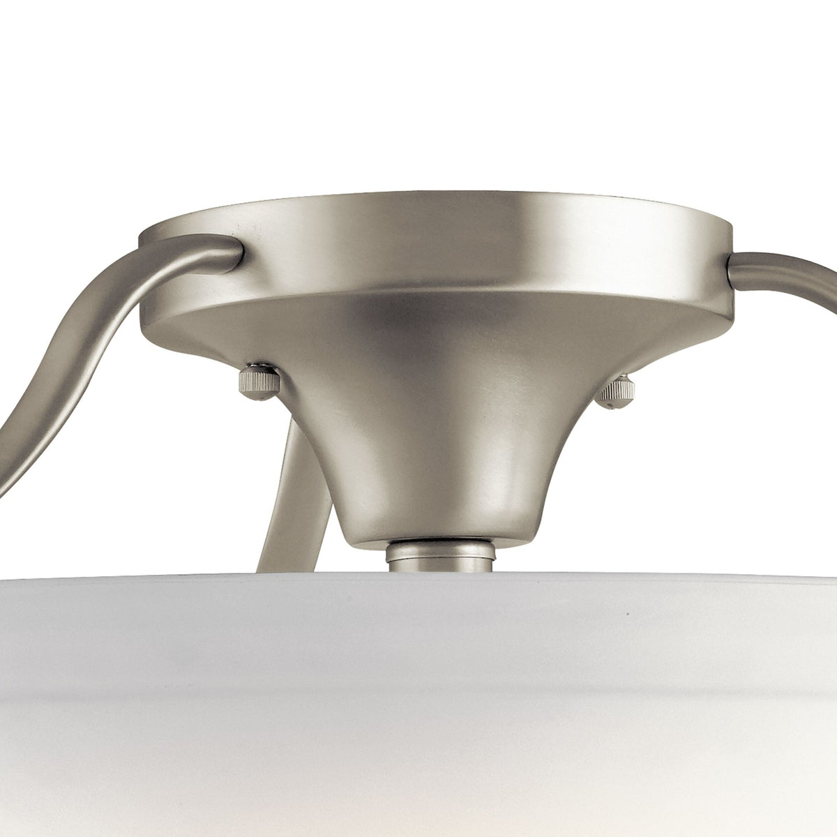 Kichler 16in 3-Light Semi-Flush Mount | Brushed Nickel and White Etched Glass | Transitional Ceiling Light for Living Room & Bedroom | Model 3627NI