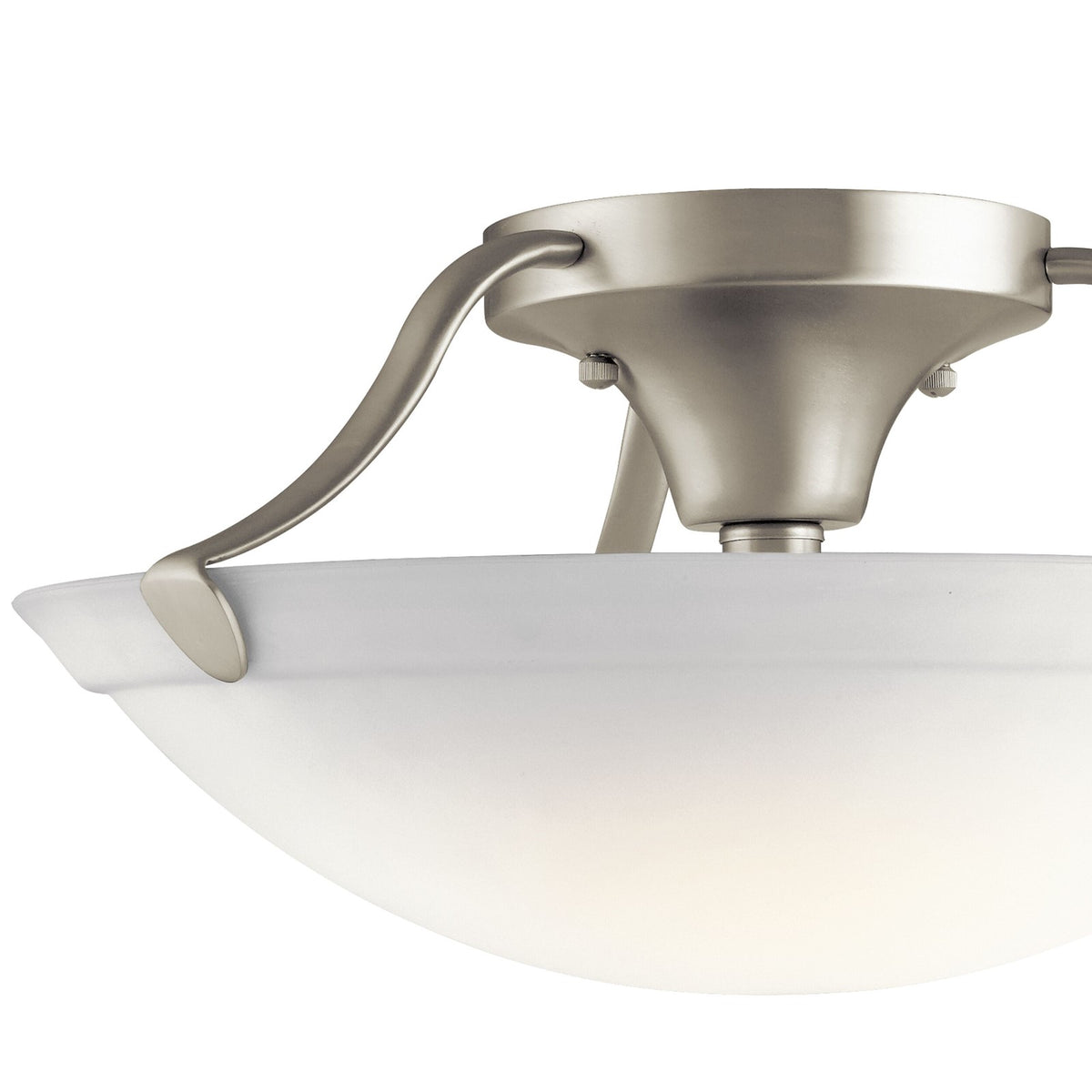 Kichler 16in 3-Light Semi-Flush Mount | Brushed Nickel and White Etched Glass | Transitional Ceiling Light for Living Room & Bedroom | Model 3627NI