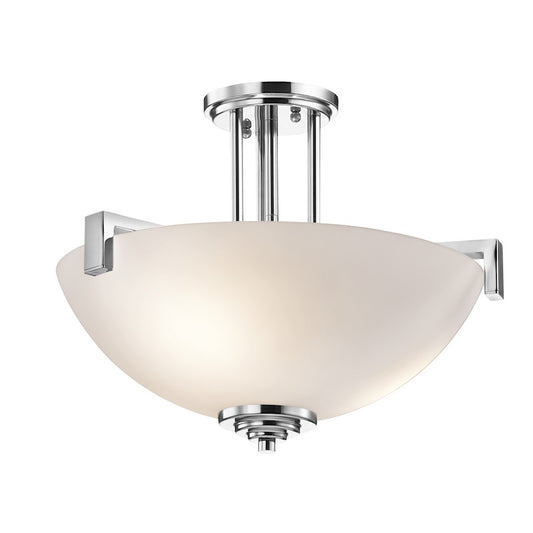 Kichler Eileen 17in 3-Light Semi-Flush | Contemporary Chrome and Satin Etched White Glass | Kitchen & Dining Room | 17 x 17 x 14 in | Model 3797CH