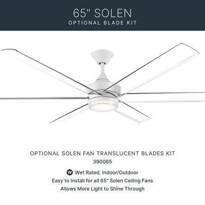 Kichler Solen 65in Ceiling Fan Translucent Blade Set | Clear Plastic | Modern Ceiling Fan Accessory | 30 x 4.5 x 0.13 in | Model 390065