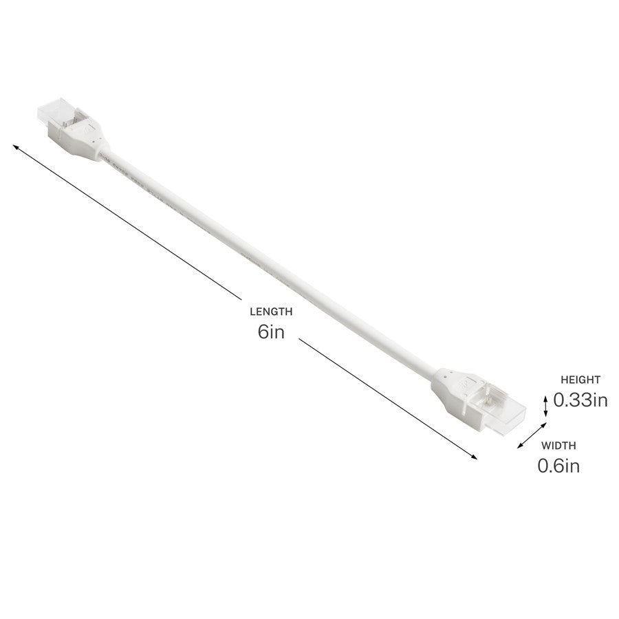 Kichler Wet 6" Jumper | White Plastic | Connecting Tape Light Sections | 6 x 0.6 x 0.33 in | Model 3J6WH