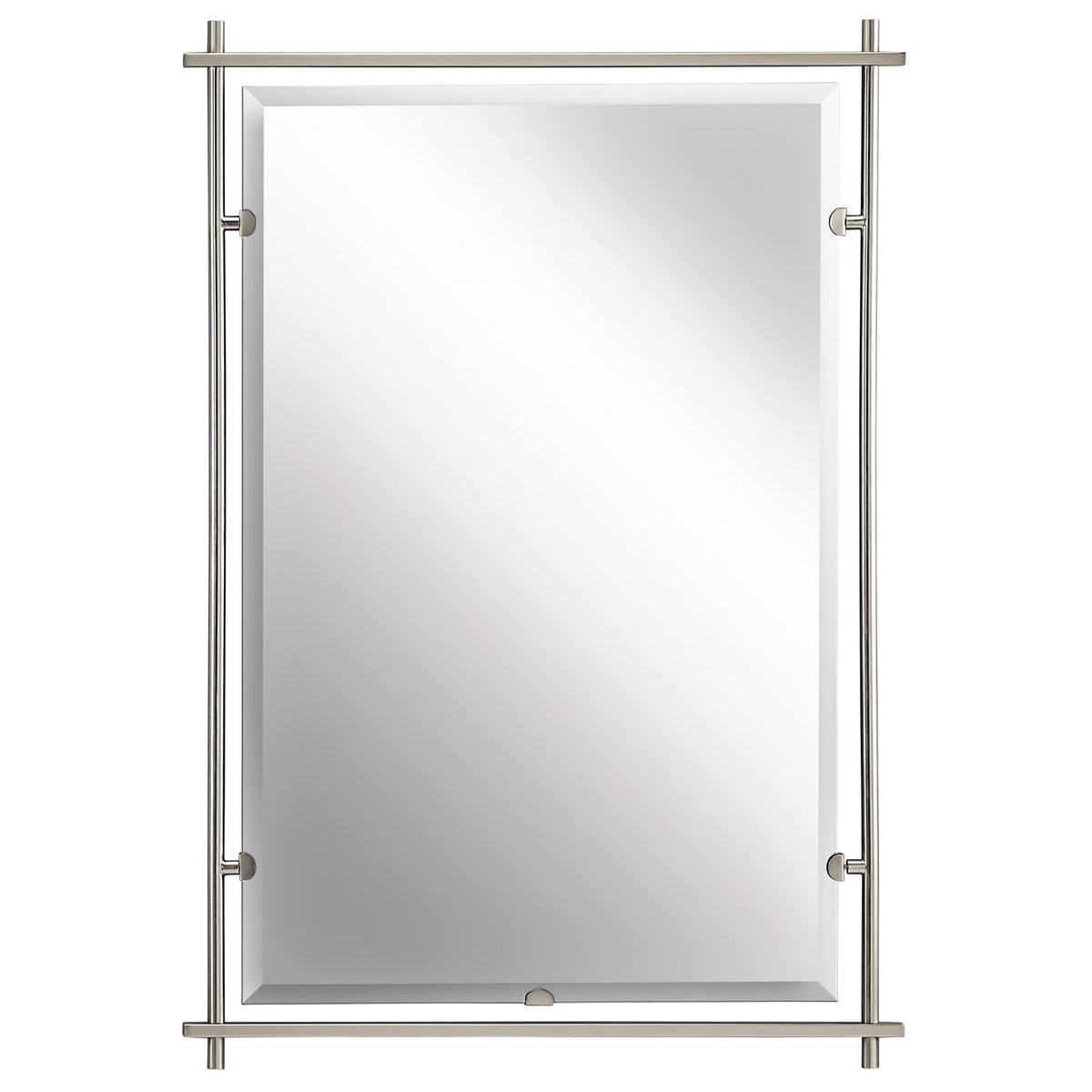 Kichler Eileen 26x39in Wall Mirror | Brushed Nickel Steel Frame | Entryway & Powder Room Accent | 26.5 x 39 x 1 in, Vertical Mount | Model 41096NI
