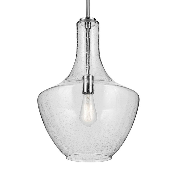 Kichler Everly 1 Light Bell 19.75" Pendant, Chrome/Clear Seeded