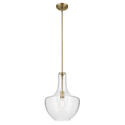 Kichler Everly 1 Light Bell 19.75" Pendant, Brass/Clear Seeded - 42046NBRCS