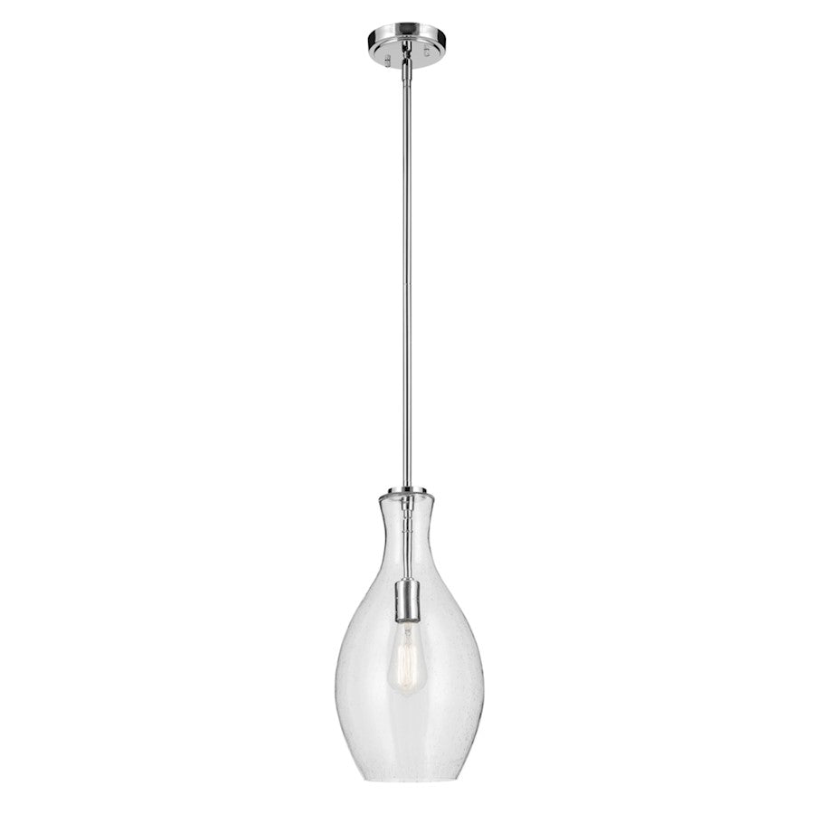 Kichler Everly 1 Light Bell 17.75" Pendant, Chrome/Clear Seeded - 42047CHCS