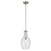 Kichler Everly 1 Light Bell 17.75" Pendant, Brushed Nickel/Clear - 42047NI