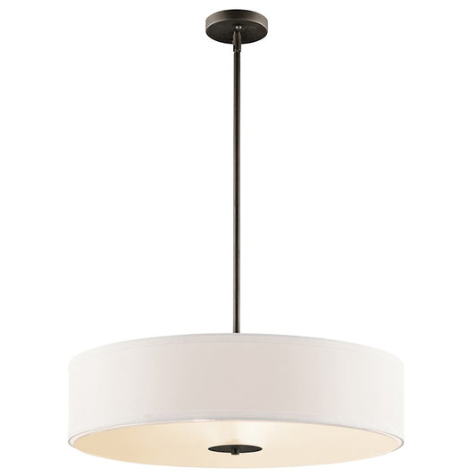 Kichler Pendant/Semi Flush 3Lt, Olde Brz, Wht Microfiber, Etch Temp