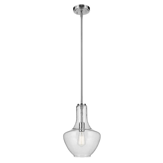 Kichler Everly 1 Light Bell 15.25" Pendant, Chrome/Clear Seeded - 42141CHCS