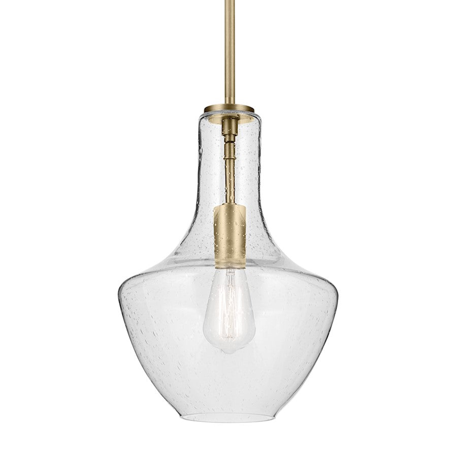 1 Light Bell 15.25" Pendant, Brass