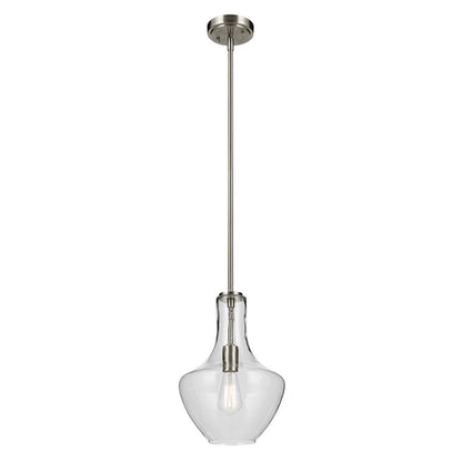 Kichler Everly 1 Light Bell 15.25" Pendant, Brushed Nickel/Clear - 42141NI