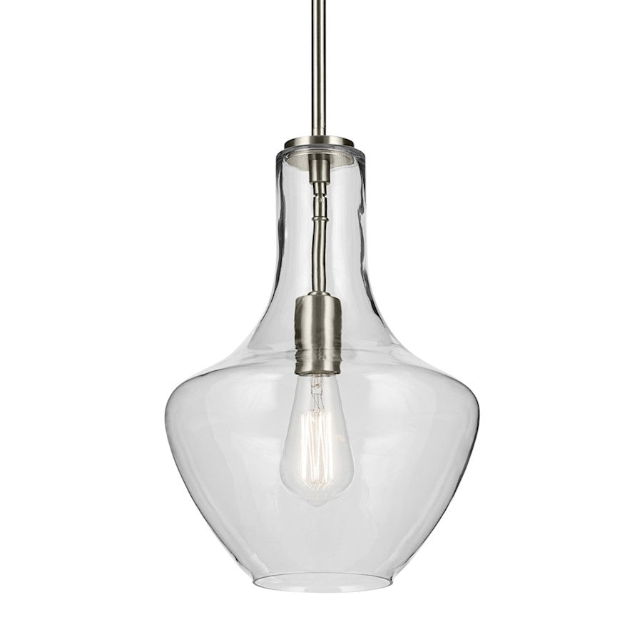 1 Light Bell 15.25" Pendant, Brushed Nickel