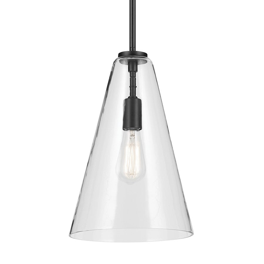 1 Light Cone 15.25" Pendant, Black