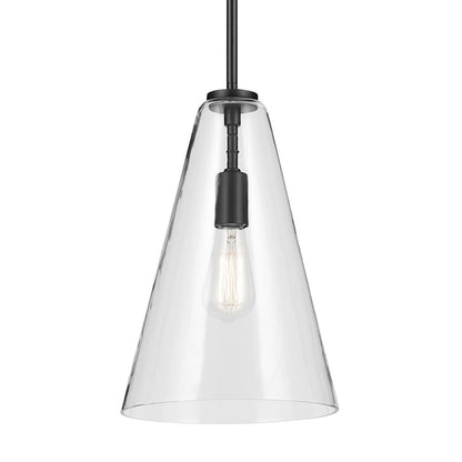 1 Light Cone 15.25" Pendant, Black