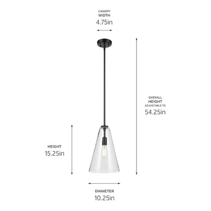 1 Light Cone 15.25" Pendant, Black