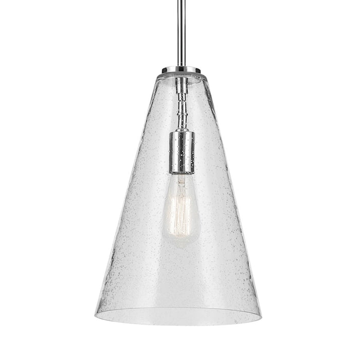 Kichler Everly 1 Light Cone 15.25" Pendant, Chrome/Clear Seeded