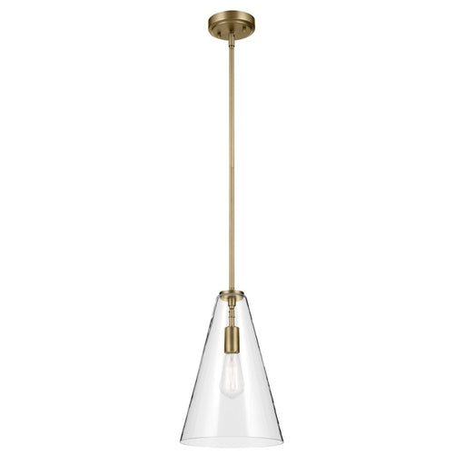 Kichler Everly 1 Light Cone 15.25" Pendant, Natural Brass/Clear - 42199NBR