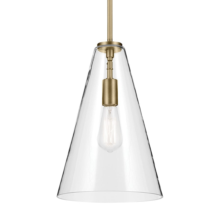 1 Light Cone 15.25" Pendant, Natural Brass