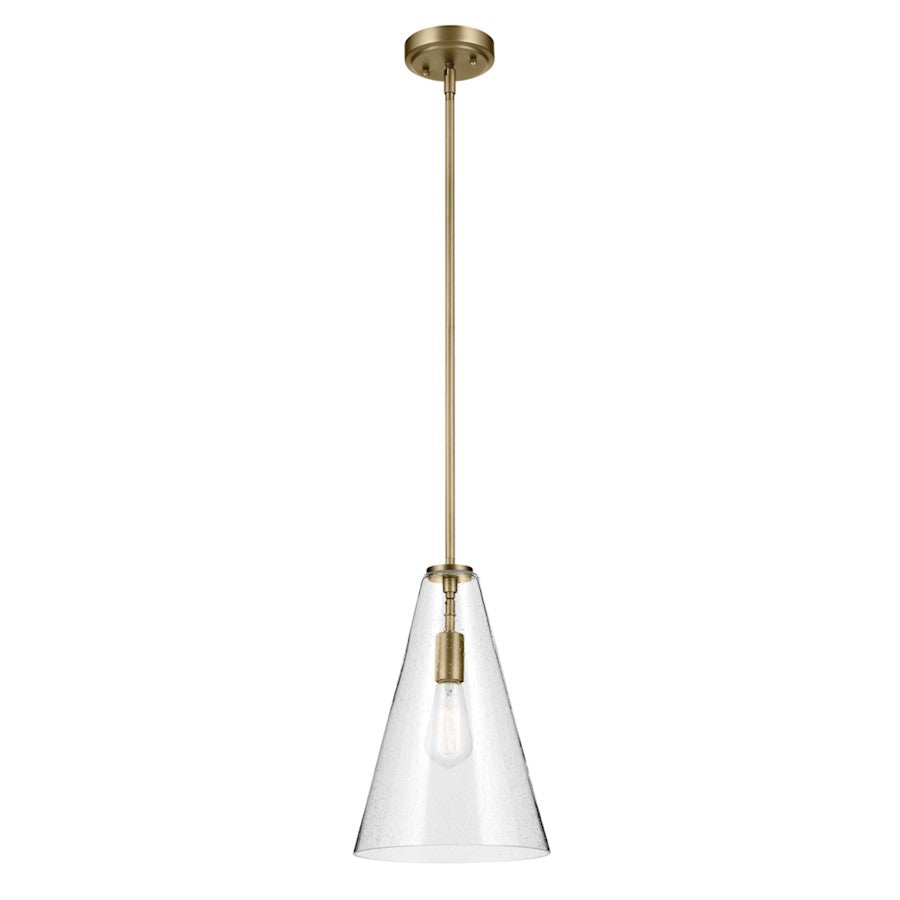 Kichler Everly 1 Light Cone 15.25" Pendant, Brass/Clear Seeded - 42199NBRCS