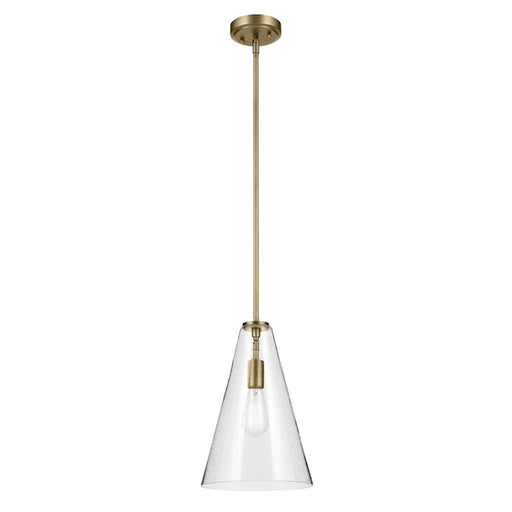 Kichler Everly 1 Light Cone 15.25" Pendant, Brass/Clear Seeded - 42199NBRCS