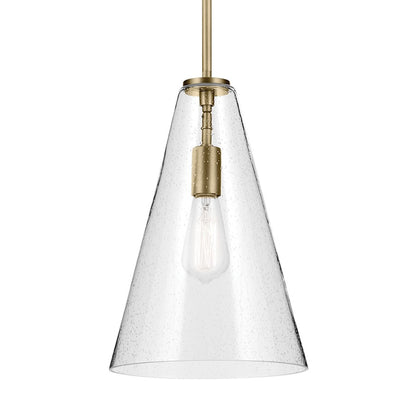 1 Light Cone 15.25" Pendant, Brass