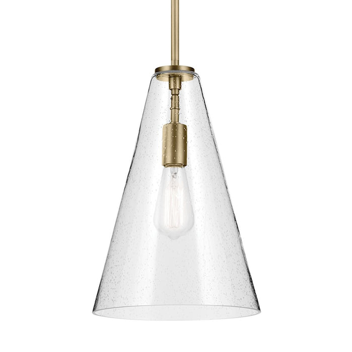 Kichler Everly 1 Light Cone 15.25" Pendant, Brass/Clear Seeded