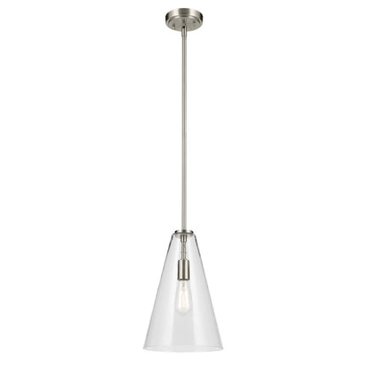 Kichler Everly 1 Light Cone 15.25" Pendant, Brushed Nickel/Clear - 42199NI