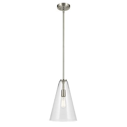 Kichler Everly 1 Light Cone 15.25" Pendant, Brushed Nickel/Clear - 42199NI