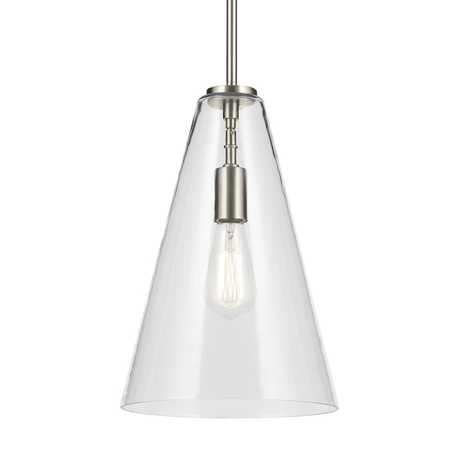 1 Light Cone 15.25" Pendant, Brushed Nickel