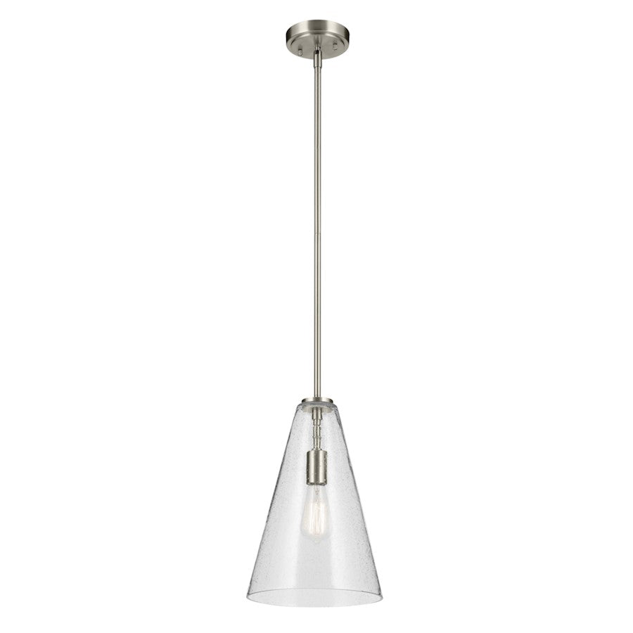 Kichler Everly 1 Light Cone 15.25" Pendant, Nickel/Clear Seeded - 42199NICS