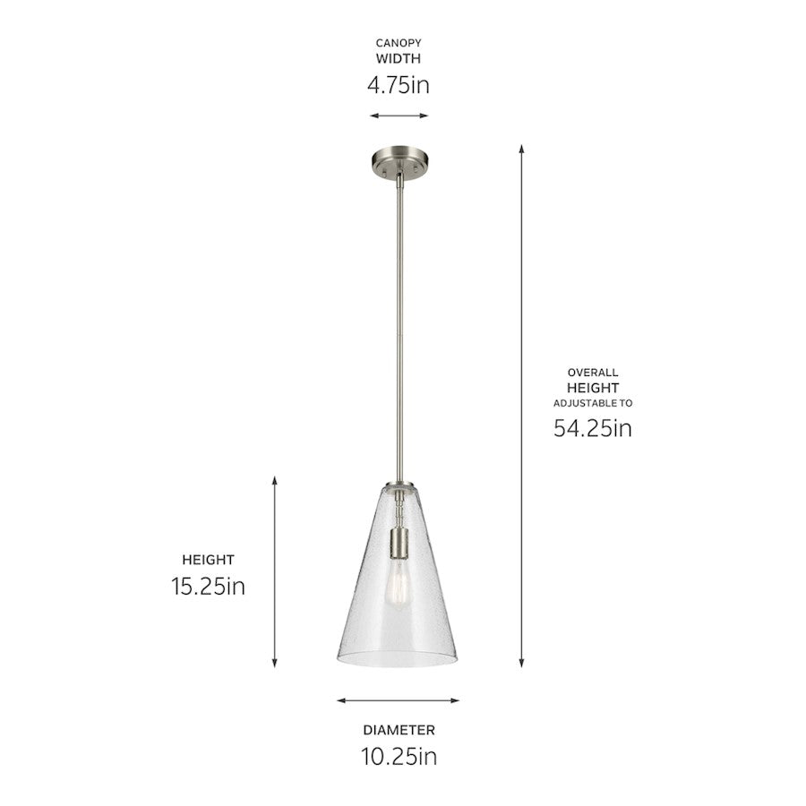 1 Light Cone 15.25" Pendant, Nickel