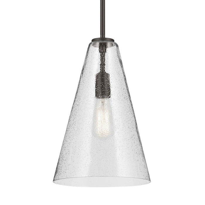 Kichler Everly 1 Light Cone 15.25" Pendant, Olde Bronze/Clear Seeded