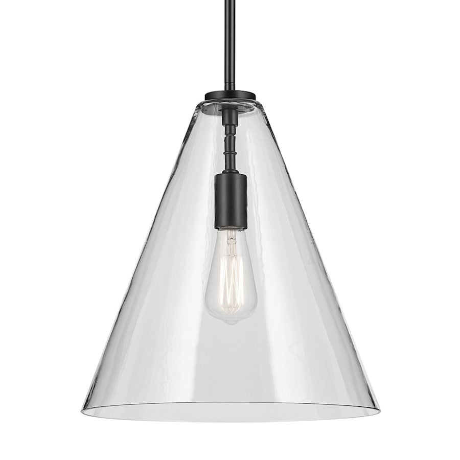 1 Light Cone 15.5" Pendant, Black