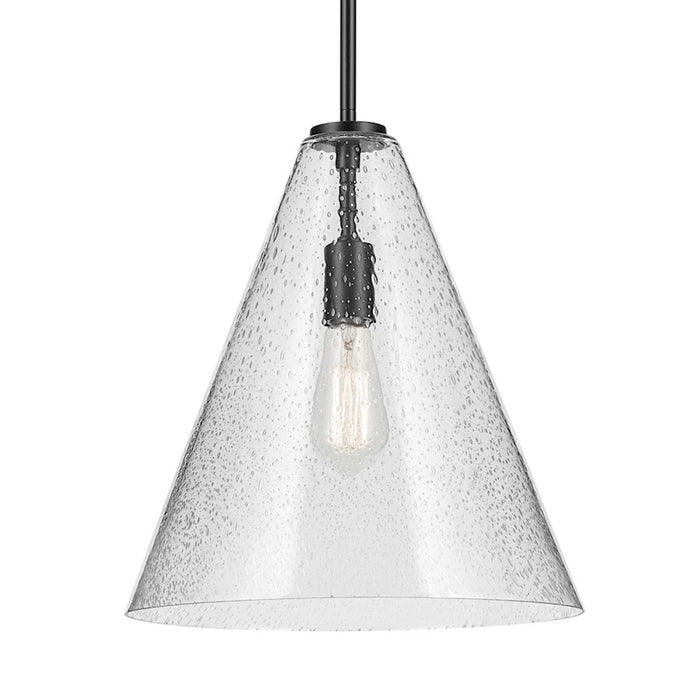 Kichler Everly 1 Light Cone 15.5" Pendant, Black/Clear Seeded