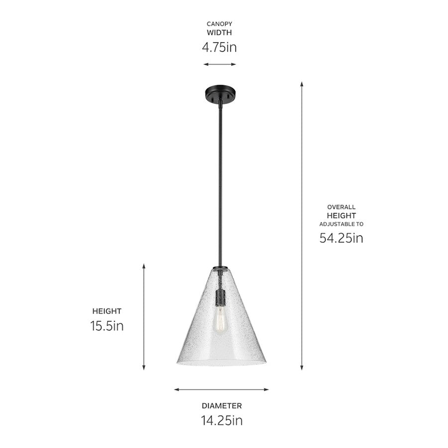 1 Light Cone 15.5" Pendant, Black