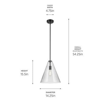 1 Light Cone 15.5" Pendant, Black