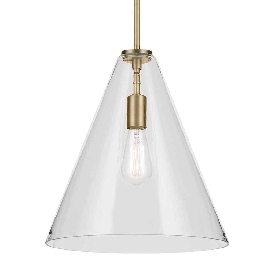 1 Light Cone 15.5" Pendant, Natural Brass