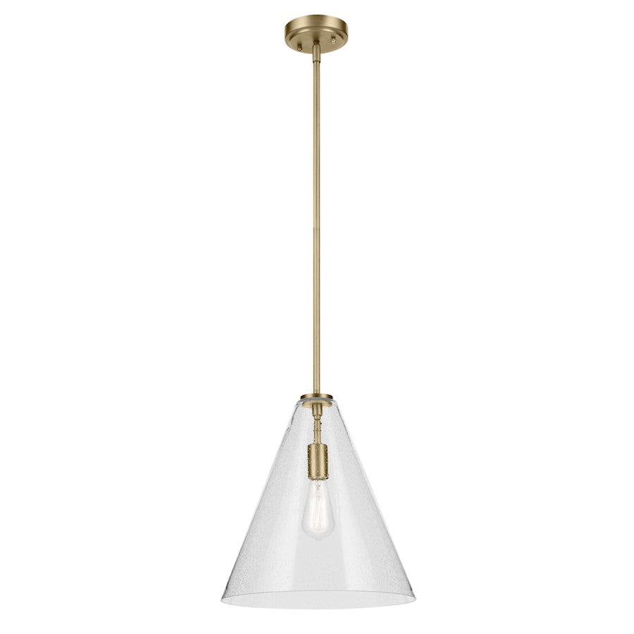 Kichler Everly 1 Light Cone 15.5" Pendant, Brass/Clear Seeded - 42200NBRCS