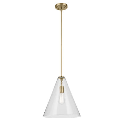 Kichler Everly 1 Light Cone 15.5" Pendant, Brass/Clear Seeded - 42200NBRCS