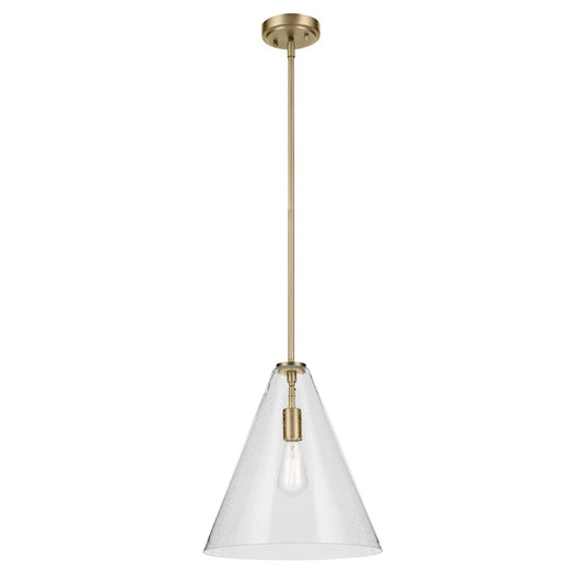 Kichler Everly 1 Light Cone 15.5" Pendant, Brass/Clear Seeded - 42200NBRCS