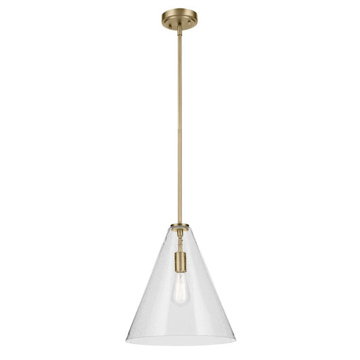 Kichler Everly 1 Light Cone 15.5" Pendant, Brass/Clear Seeded - 42200NBRCS