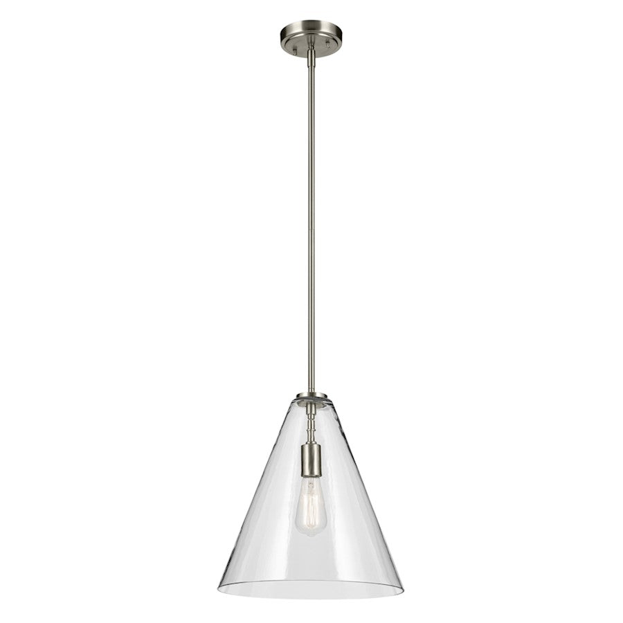 Kichler Everly 1 Light Cone 15.5" Pendant, Brushed Nickel/Clear - 42200NI