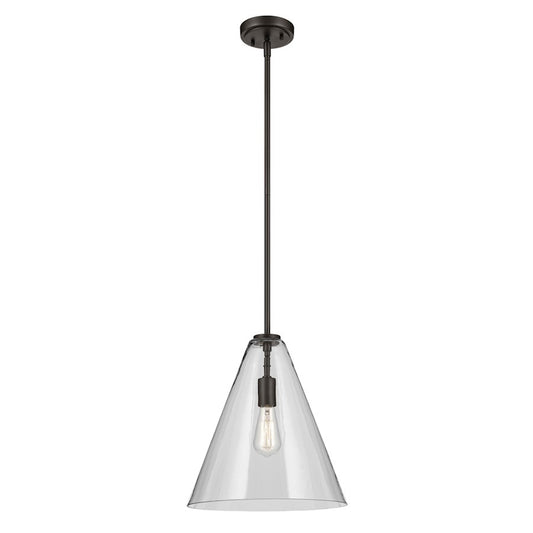 Kichler Everly 1 Light Cone 15.5" Pendant, Olde Bronze/Clear - 42200OZ