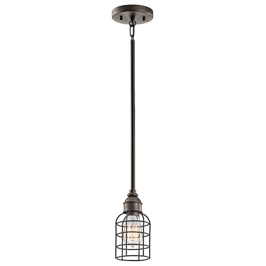 Kichler Mini Pendant 1-Light | Transitional Olde Bronze Steel | Kitchen Island & Dining Room | 5 x 5 x 8.75 in | Model 42308OZ