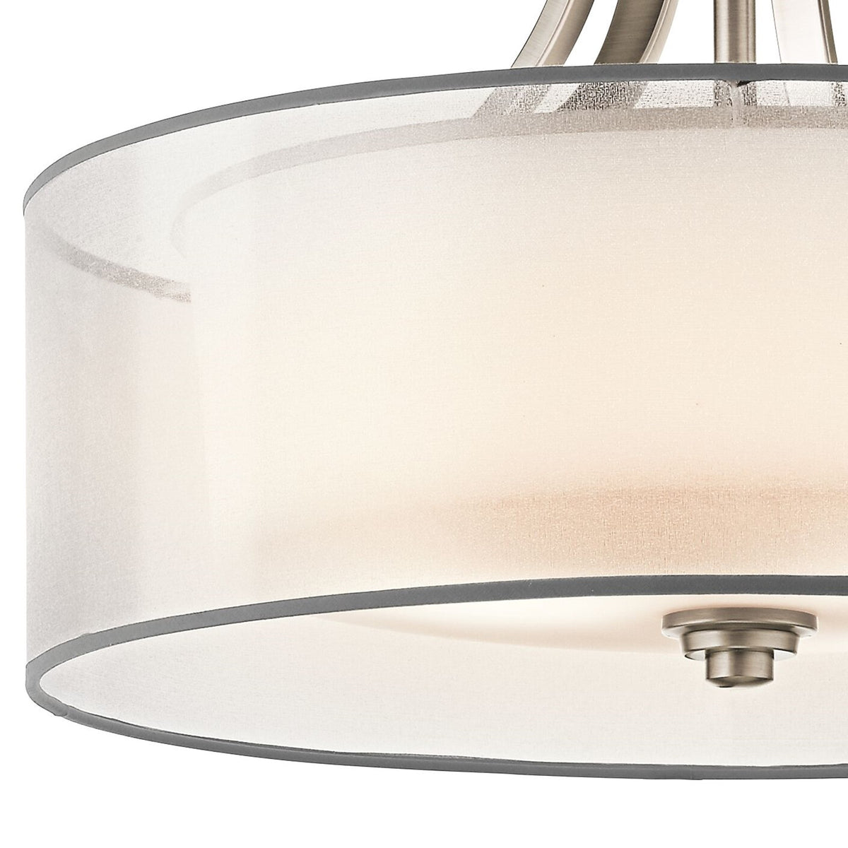 Kichler Lacey 20in 4-Light Semi-Flush Mount | Transitional Antique Pewter Steel with White Organza Shade | Bedroom & Hallway | Model 42387AP