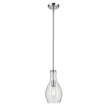 Kichler Everly 1 Light Bell 13.75" Pendant, Chrome/Clear Seeded - 42456CHCS