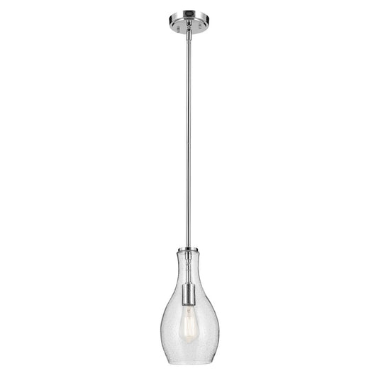 Kichler Everly 1 Light Bell 13.75" Pendant, Chrome/Clear Seeded - 42456CHCS